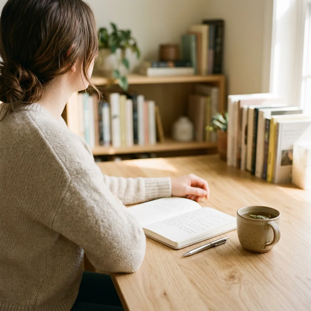 Wellness editor at a desk, seen from behind